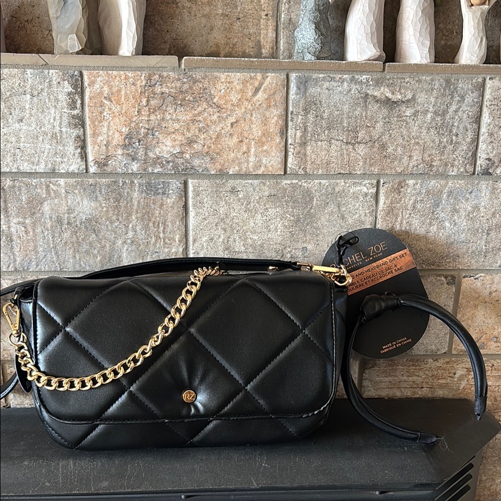 NWT Rachel Zoe black bag with headband